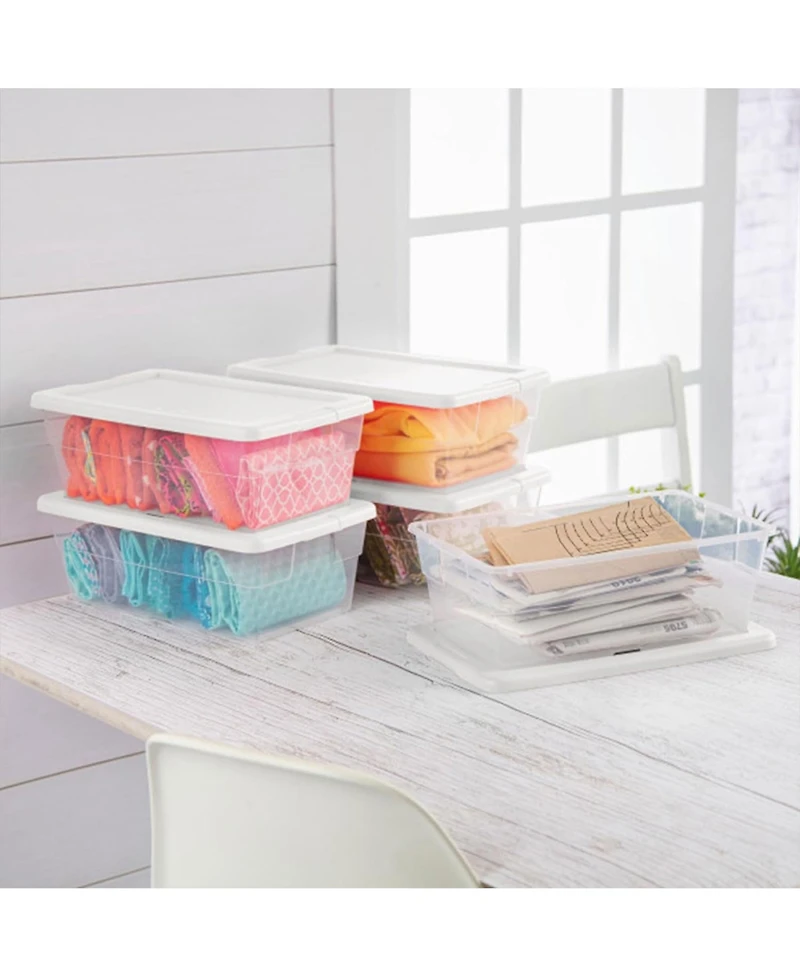 Sterilite 6 Qt Storage Box, Stackable Plastic Container, Home Organizer, 12 Pack