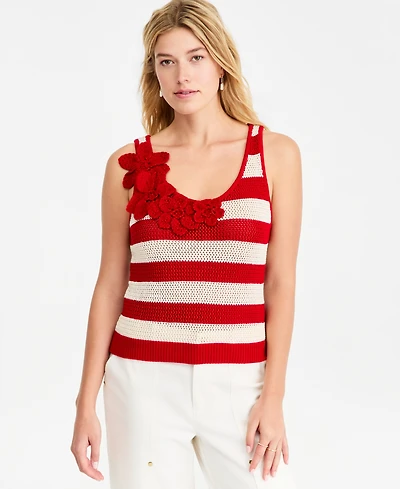 On 34th Women's Floral Crochet Striped Tank, Macy's Exclusive