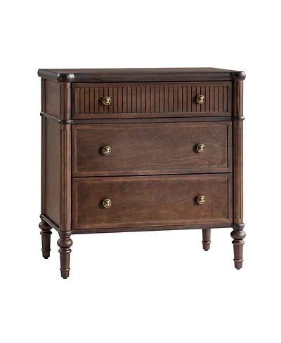 Hulala Home Kaybri Transitional 28"W 3-Drawer Fluted Solid End Table with Built-in Power Outlets