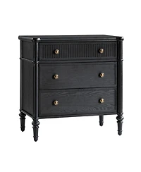 Hulala Home Kaybri Transitional 28"W 3-Drawer Fluted Solid End Table with Built-in Power Outlets
