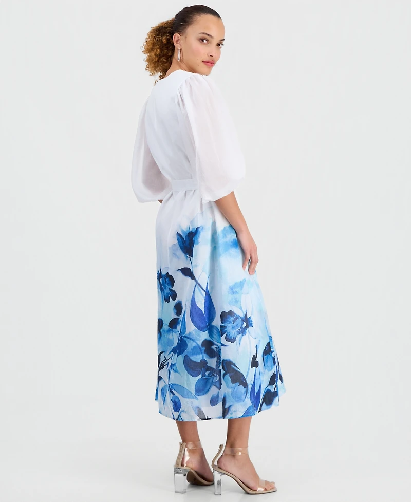 I.n.c. International Concepts Petite V-Neck Puff-Sleeve Dress, Macy's Exclusive