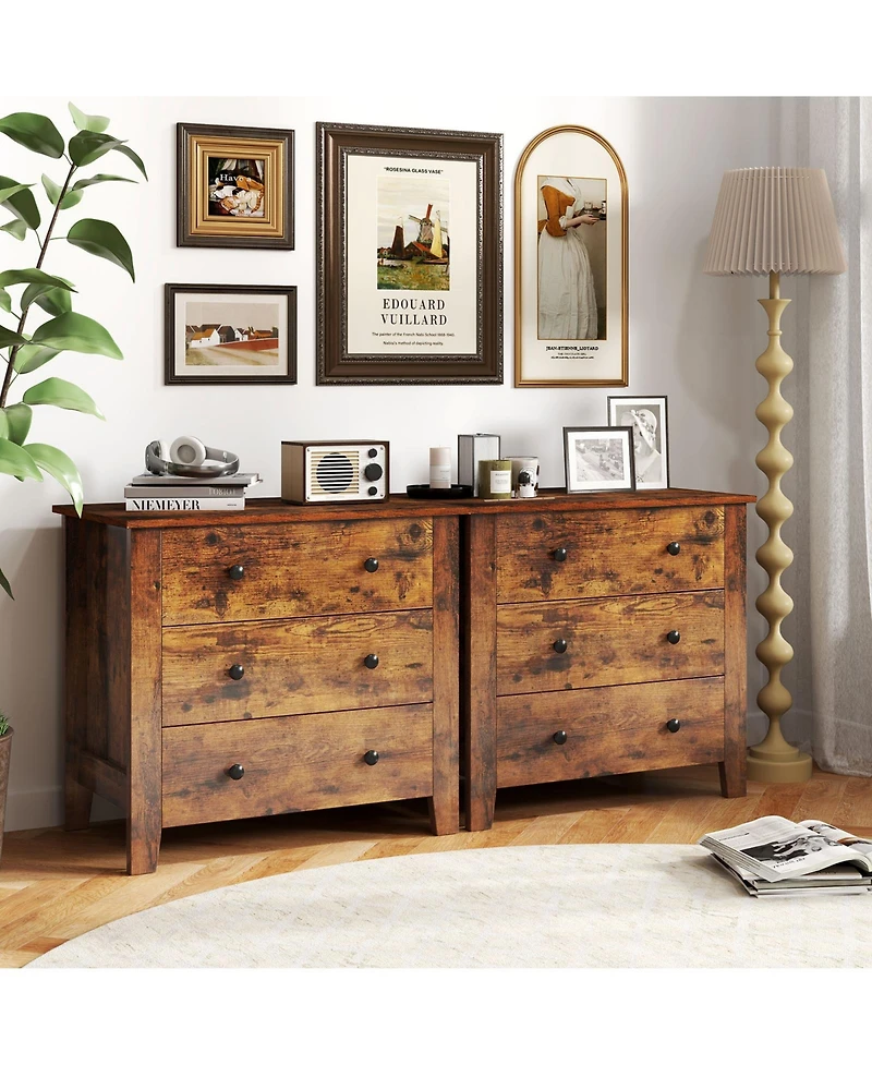 Gymax 3-Drawer Dresser 28.5'' Wide Chest of Drawers Modern Large Nightstand for Bedroom