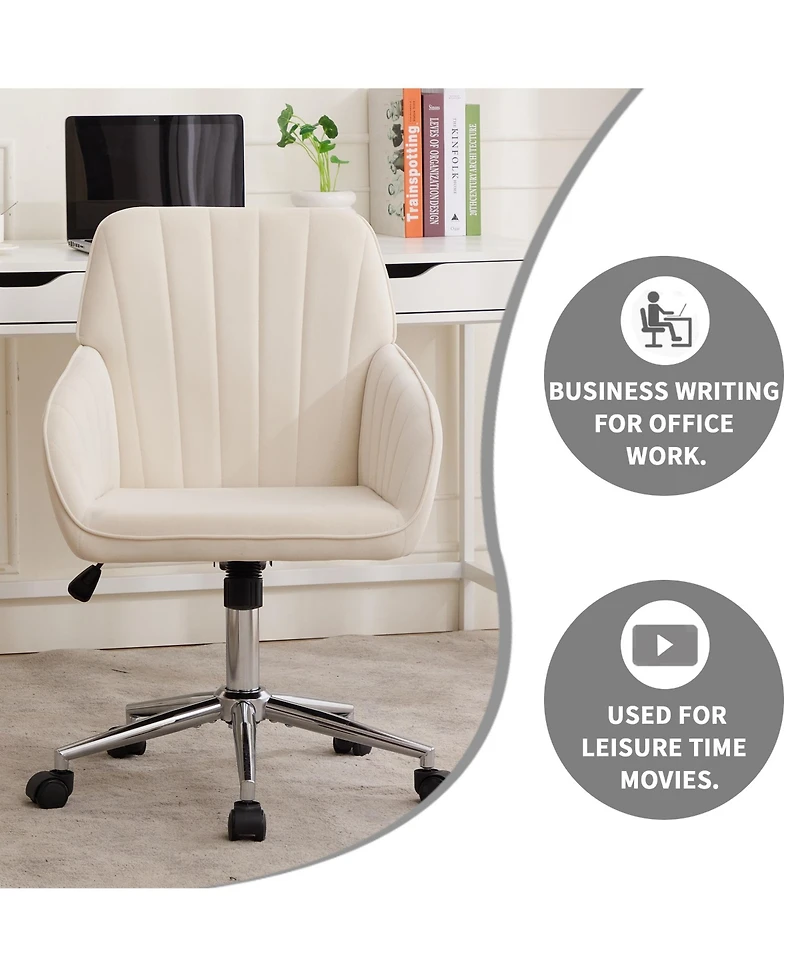 Flynama Silver Base Adjustable Ergonomic Swivel Office Chair,Long Sitting Chair