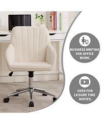 Flynama Silver Base Adjustable Ergonomic Swivel Office Chair,Long Sitting Chair