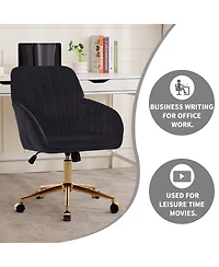 Flynama Gold Base Ergonomic Adjustable Swivel Office Chair,Comfort Long Sitting Chair