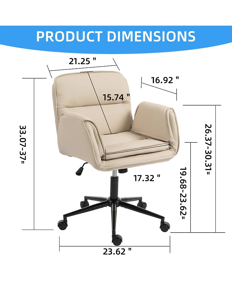 Flynama Pu Criss Cross Office Chair,5-Gear Adjustable Armrest Chair