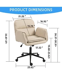 Flynama Pu Criss Cross Office Chair,5-Gear Adjustable Armrest Chair