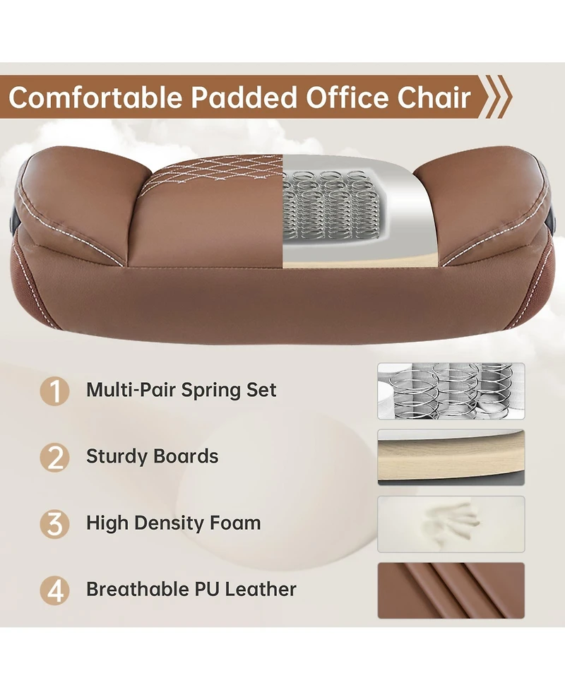 FlynamaLeather Ergonomic Chair, Flip-Up Arms Rocking Office Chair