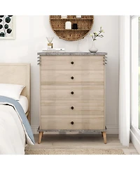 Sugift Farmhouse Chest Dresser of Drawers Tall Storage Organizer.