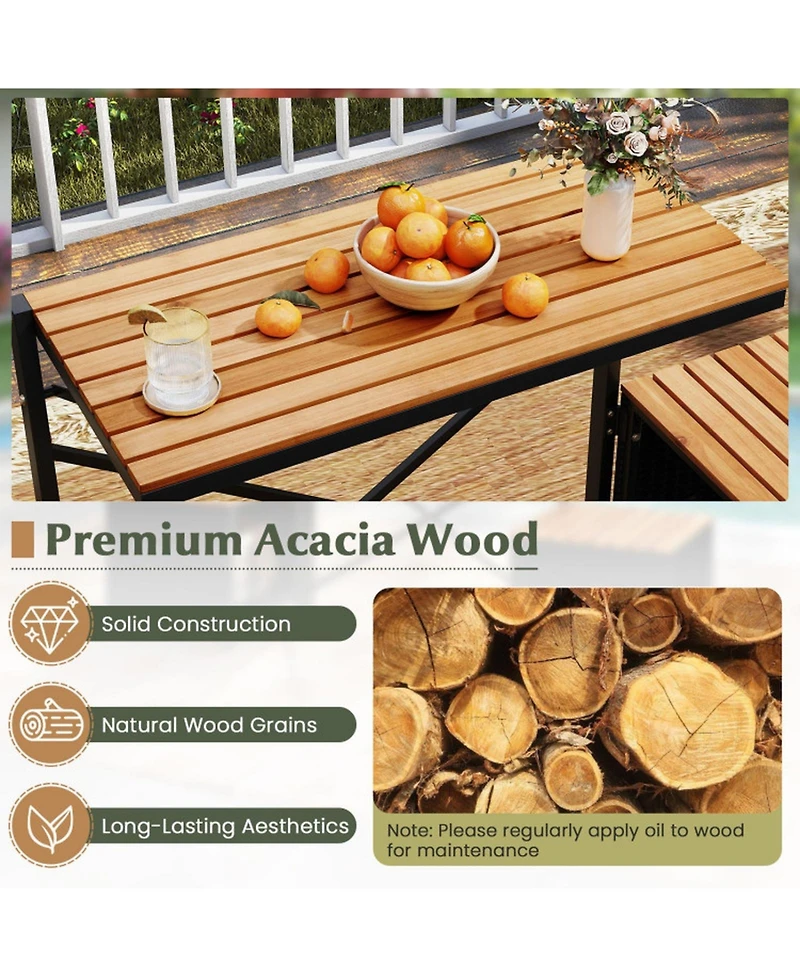 Gouun 2-in-1 Convertible Picnic Table and Bench Set with Built-in Storage