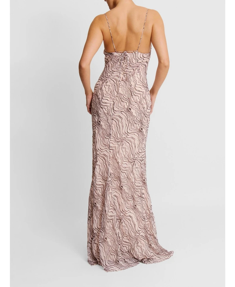 Six Stories Women's Strappy Coursage Beaded Maxi Dress