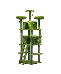 6thdruple 70.87" Multi-Level Cat House Tree, Gray Large Tower with Condos, Hammock, Perches, Sisal Scratching