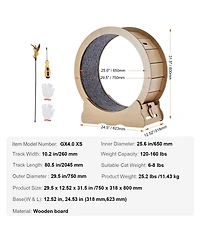 6thdruple Cat House Exercise Wheel, 29.5 inch Wooden Indoor Treadmill for Large and Small Cats