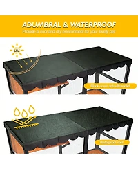 6thdruple 4-Tier Cat House, Outdoor/Indoor Catio Enclosure with Wood Frame, and Weather Cover