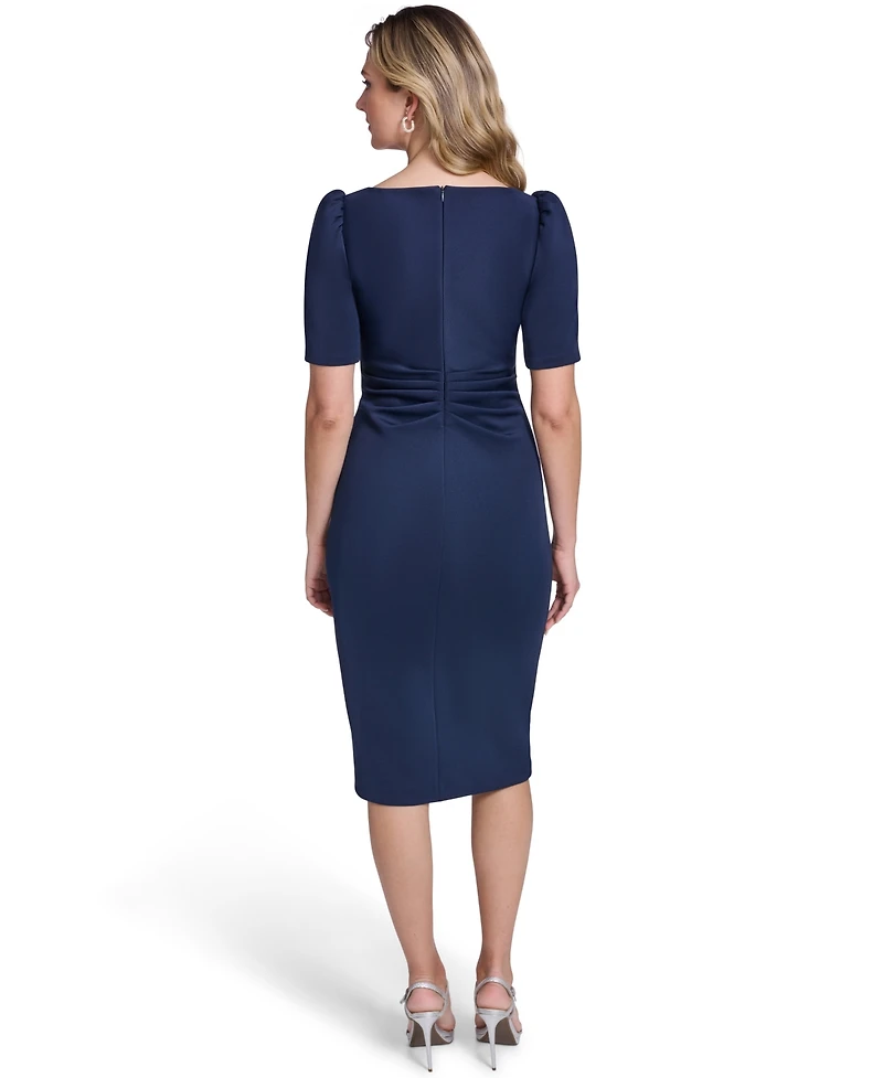 Jessica Howard Women's Short-Sleeve Tucked Midi Dress