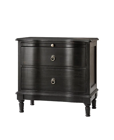 Hulala Home Elfine Traditional 2-Drawer Solid Wood End Table with Built-In Outlet and Curved Drawer Fronts