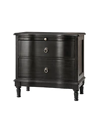 Hulala Home Elfine Traditional 2-Drawer Solid Wood End Table with Built-In Outlet and Curved Drawer Fronts