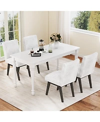 Gouun Flannel Upholstered Dining Chairs Set of 2 with Channel Tufted Back and Rubber Wood Frame