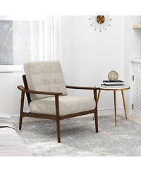 Gouun Modern Accent Chair with Rubber Wood Armrests and Polyester Cushion