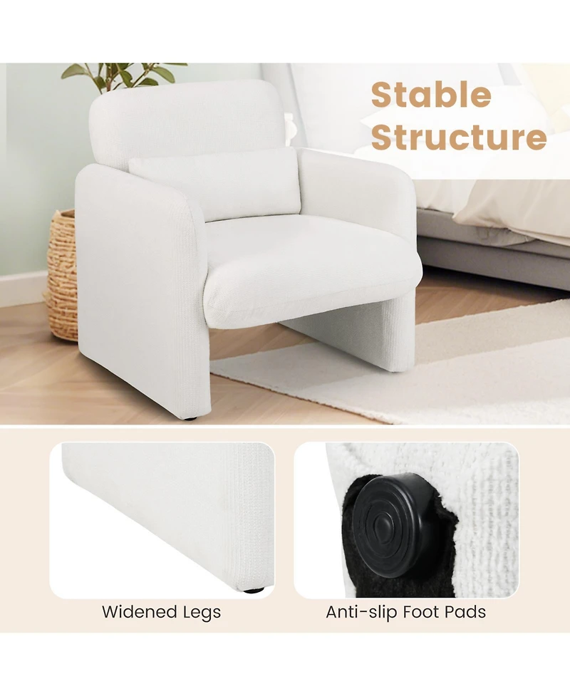 Gouun Chenille Accent Chair with Removable Lumbar Pillow and S-Spring Seat