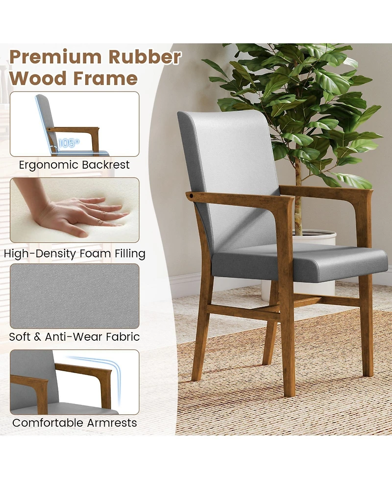 Gouun High-Back Upholstered Accent Chairs Set of 2 with Solid Wood Frame