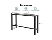 Lucky One 48/55 Inch Outdoor Bar Table with Slatted Top and Metal Frame