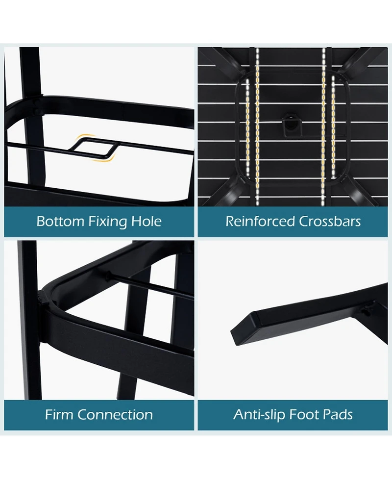 Gouun 5-Piece Stackable Mesh Patio Dining Set with 37 in Square Table and Umbrella Hole