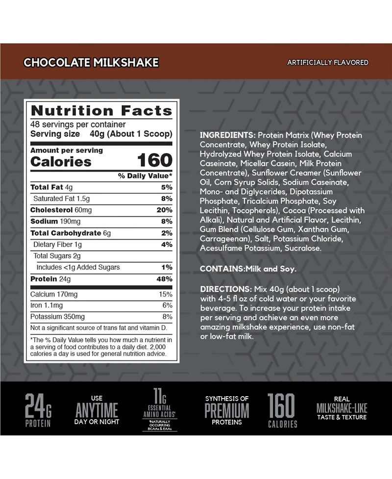 Bsn Syntha-6 Edge Protein Powder, Hydrolyzed Whey, Micellar Casein, Milk Protein Isolate, Low Sugar, 24g Protein, Chocolate Milkshake, 48 Servings