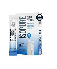 Isopure Clear Protein with Electrolytes, Unsweetened Stick Pack, 6 Count