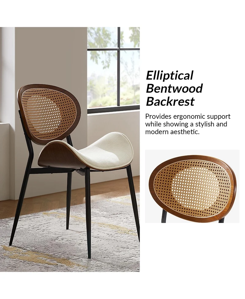 Hulala Home Pateley Mid-Century Modern Rattan Dinning Chair