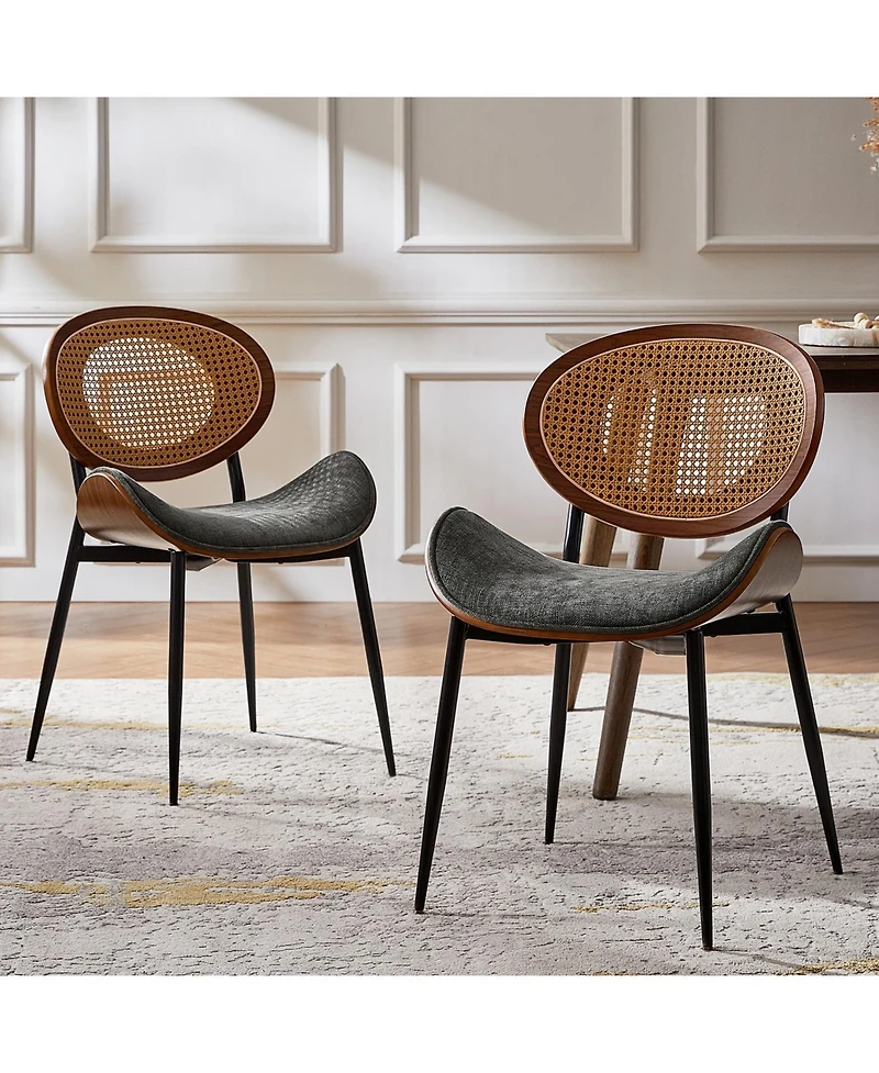 Hulala Home Pateley Mid-Century Modern Rattan Dinning Chair