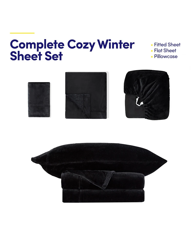 Sweet Home Collection Ultra Soft Microplush Solid Fleece 3-Pc. Sheet Set, Twin