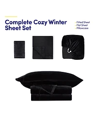 Sweet Home Collection Ultra Soft Microplush Solid Fleece 3-Pc. Sheet Set, Twin
