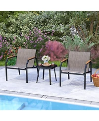 Sugift 3 Piece Outdoor Chair Set with Breathable Fabric Seat and Armrest