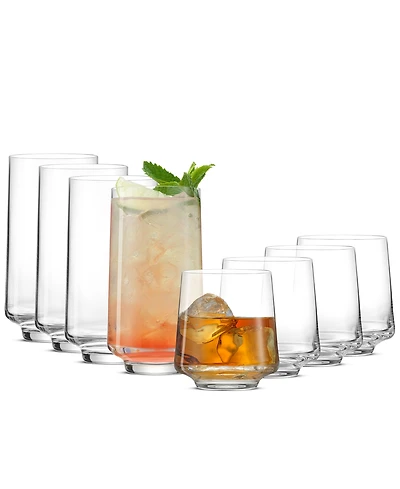 JoyJolt Sidney Highball & Double Old Fashioned Glasses, Set of 8