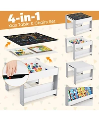 Gouun 4 in 1 Kids Toddler Activity Table and Chairs Set with Reversible Tabletop