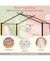 Gouun Full Size Metal House Bed Frame with 2 Fabric Storage Drawers for Kids
