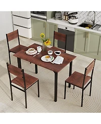 Gouun Industrial 5-Piece Dining Set with Mdf Table and 4 Chairs for Small Space