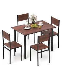 Gouun Industrial 5-Piece Dining Set with Mdf Table and 4 Chairs for Small Space
