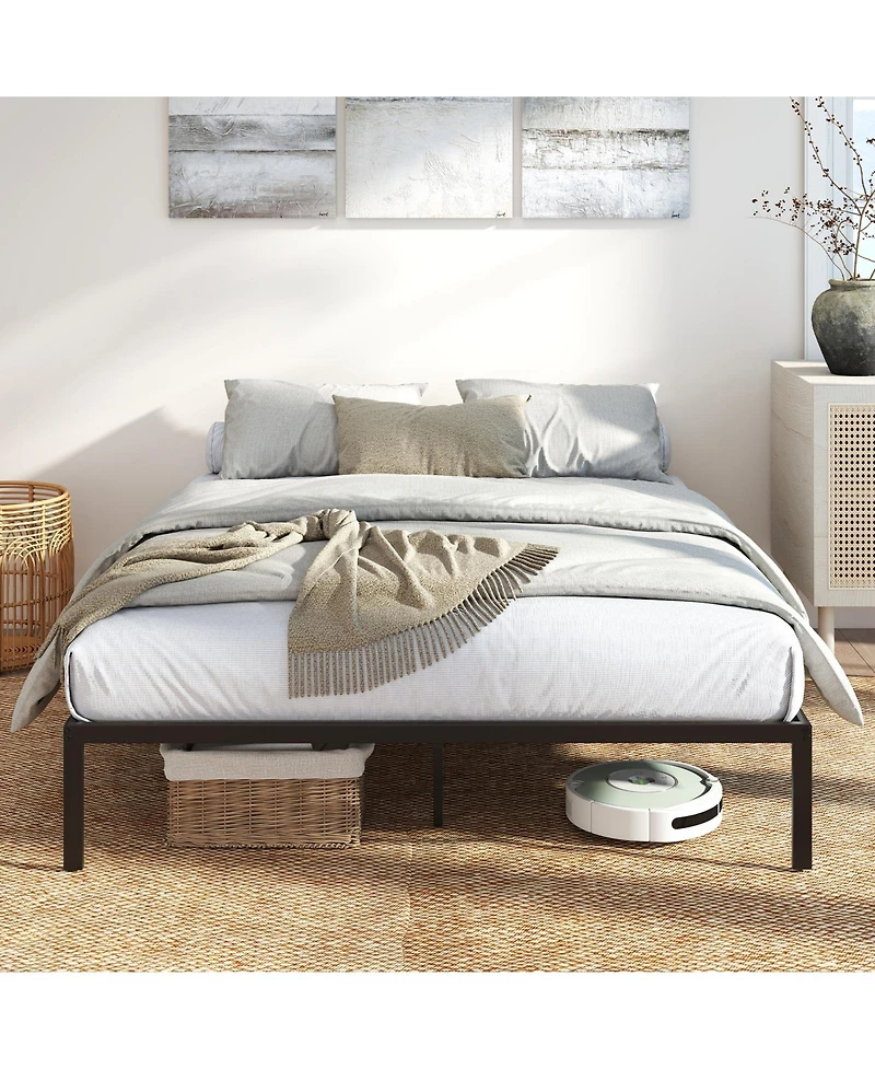Sugift Queen Size Metal Bed Frame Heavy Duty Support Slats Mattress Foundation