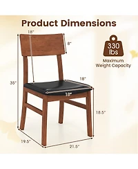 Sugift Dining Chairs Set of 2 with Rubber Wood Legs and Faux Leather Upholstered Seat