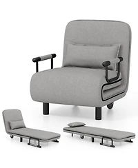 Sugift 3-in-1 Convertible Sofa Bed with 5-Position Adjustable Backrest and Lumbar Pillow
