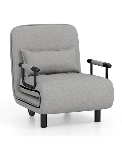 Sugift 3-in-1 Convertible Sofa Bed with 5-Position Adjustable Backrest and Lumbar Pillow