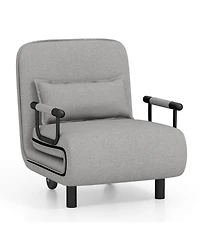 Sugift 3-in-1 Convertible Sofa Bed with 5-Position Adjustable Backrest and Lumbar Pillow