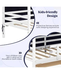 Gouun Twin House Bed with Removable Tent Canopy and 2 Rolling Storage Drawers