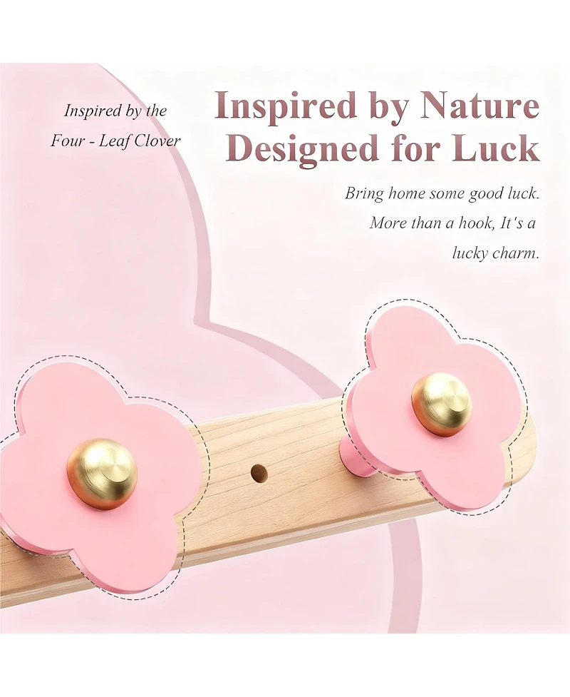 Yigii Wood Wall Hooks - Heavy Duty, 5 Pack