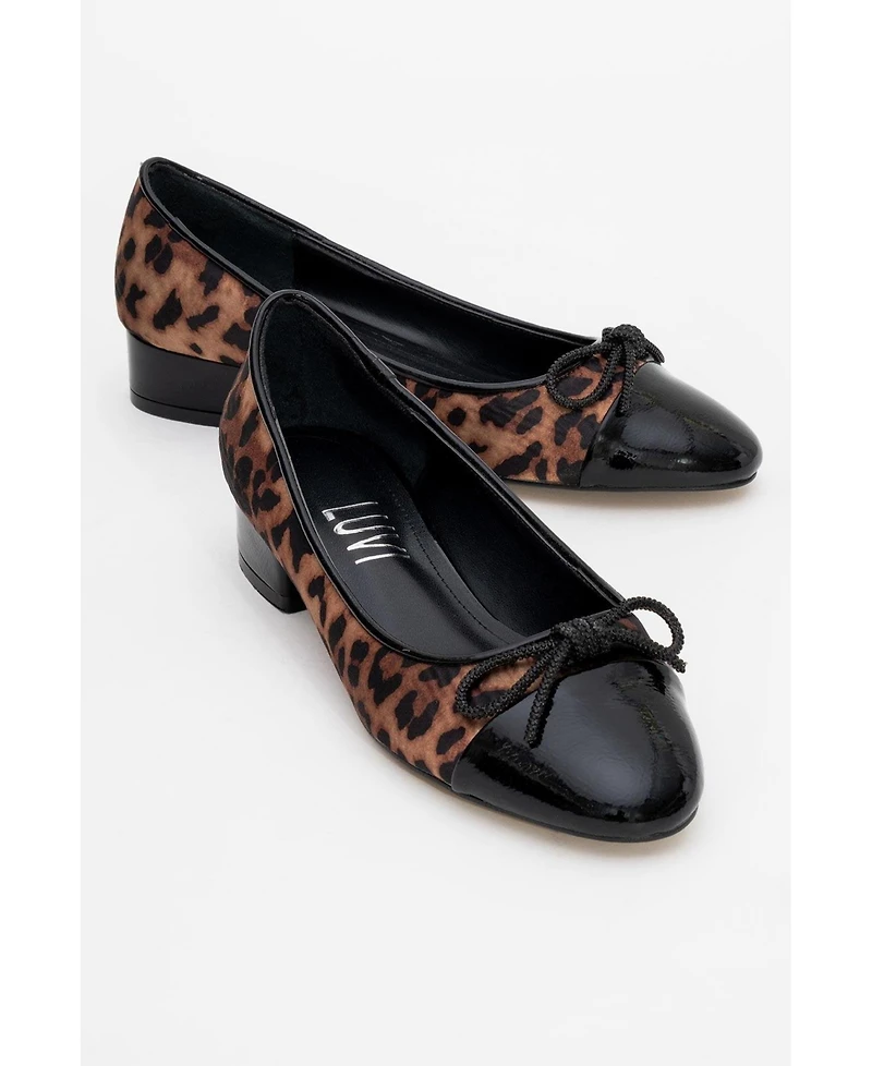 Prologue Shoes Women's Julien Bow Detail Block Heel Flat