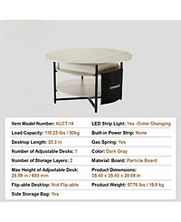 Gouun 35-Inch Round Lift Top Coffee Table with Gas Spring and Storage