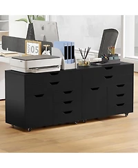 Gouun 5-Drawer Mobile Storage Chest with Cabinet Door, 30.5 in L x 16 in W x 25 in H
