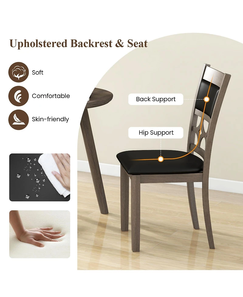 Gouun Upholstered Dining Chairs Set of 2 with Padded Backrest and Seat, Rubber Wood Frame